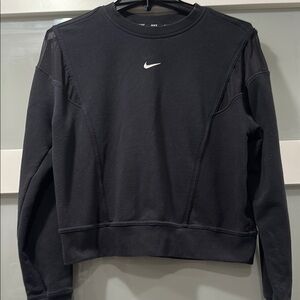 Nike Black Crop Top with Classic Crewneck and Mesh Shoulder
